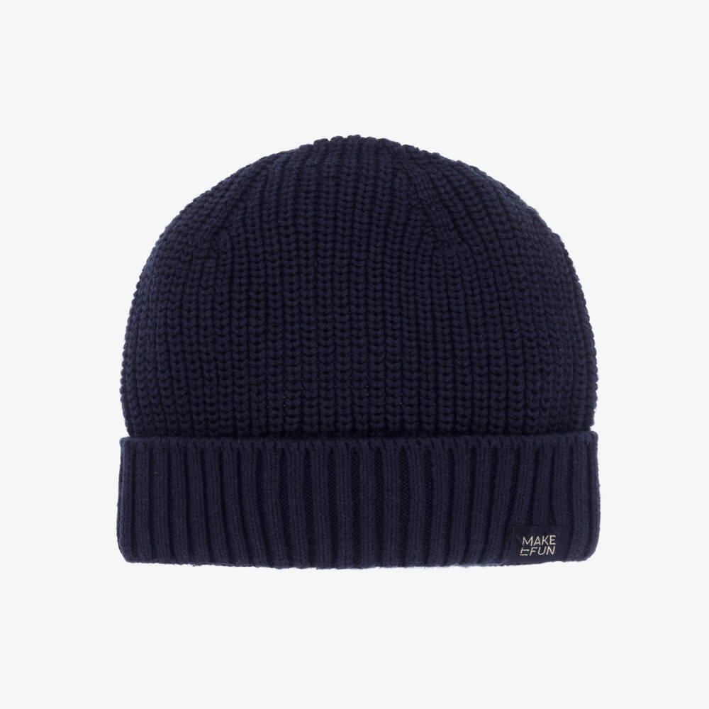 Mayoral - Boys Blue Cotton Knit Beanie Hat | Childrensalon