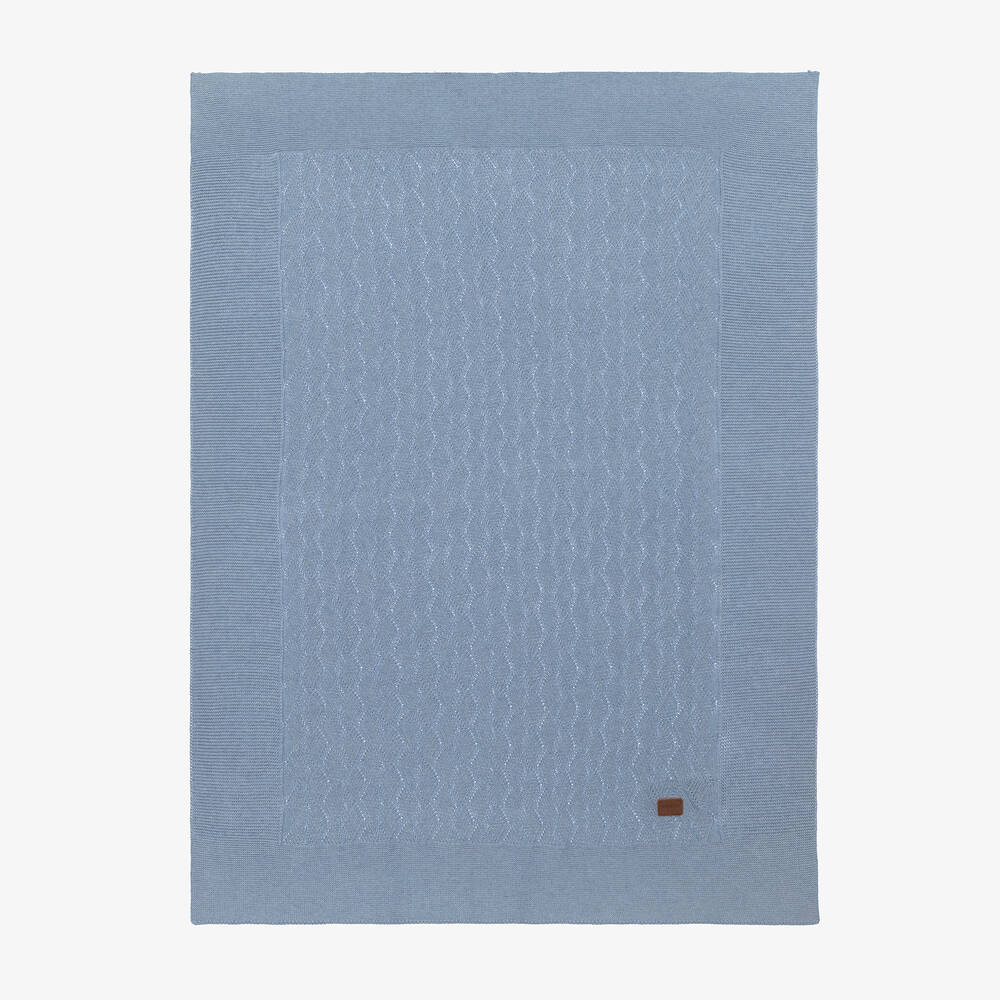 Mayoral Newborn - Boys Blue Cotton Knit Blanket (96cm) | Childrensalon