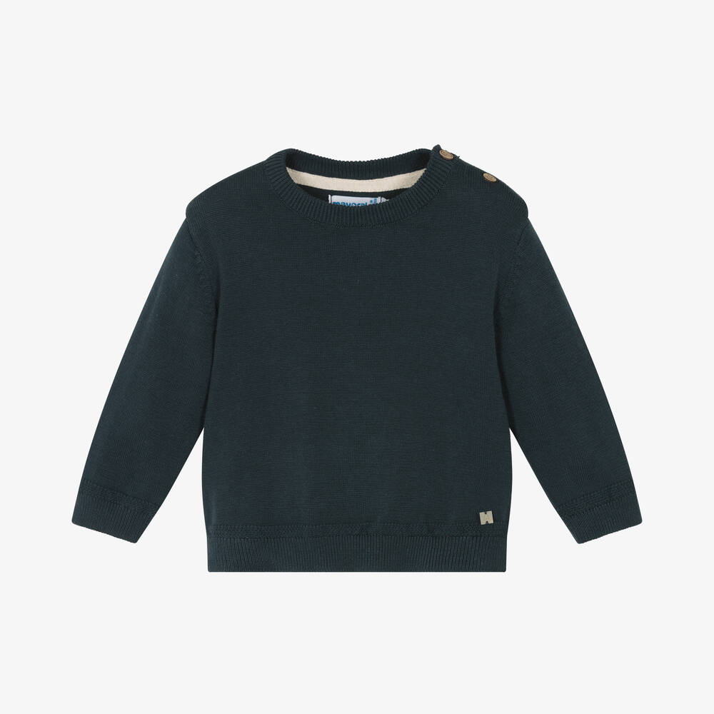 Mayoral - Boys Blue Cotton Knit Sweater | Childrensalon