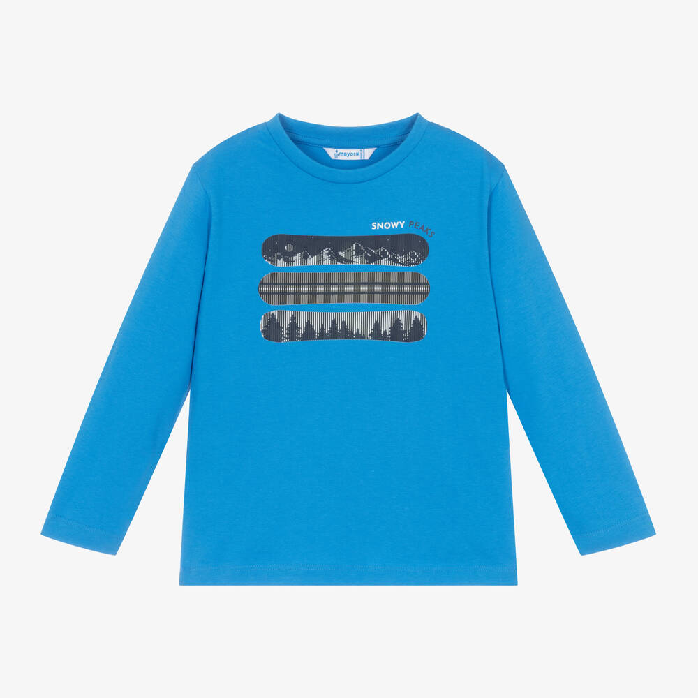 Mayoral - Boys Blue Cotton Lenticular Graphic Top | Childrensalon