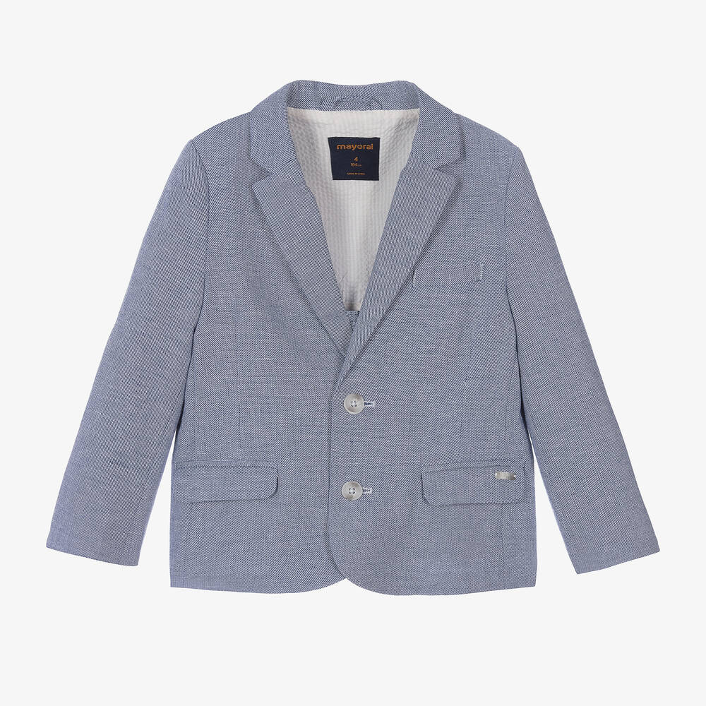 Mayoral - Boys Blue Cotton & Linen Blazer | Childrensalon