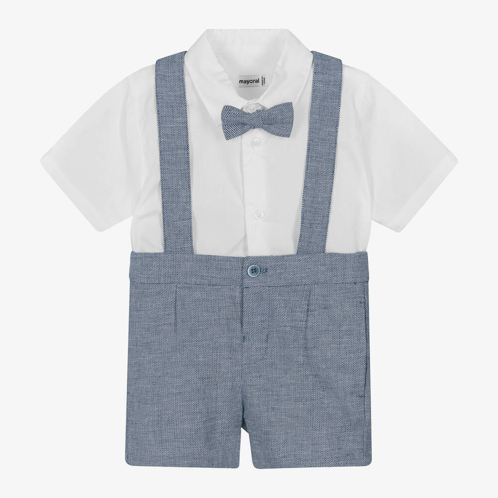 Mayoral - Boys Blue Cotton & Linen Shorts Set | Childrensalon