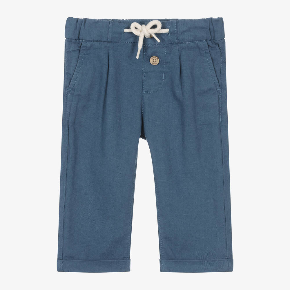 Mayoral - Boys Blue Cotton & Linen Trousers | Childrensalon
