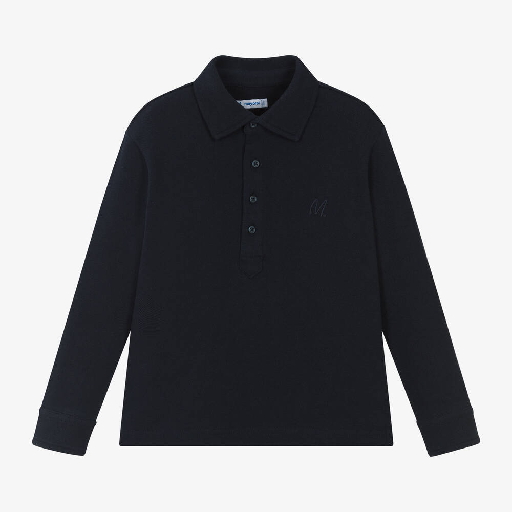 Mayoral - Boys Blue Cotton Polo Shirt | Childrensalon