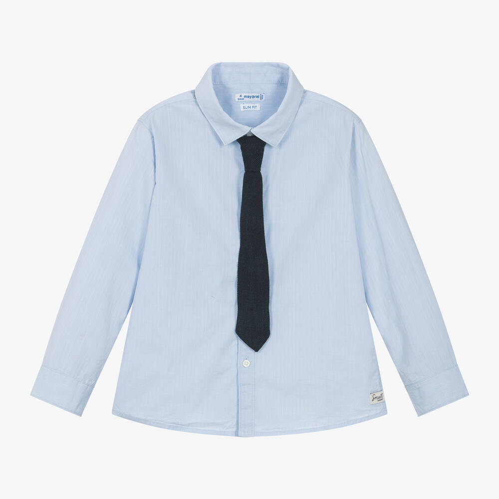 Mayoral - Boys Blue Cotton Shirt | Childrensalon