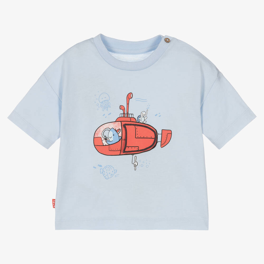 Mayoral - Boys Blue Cotton Submarine T-Shirt | Childrensalon