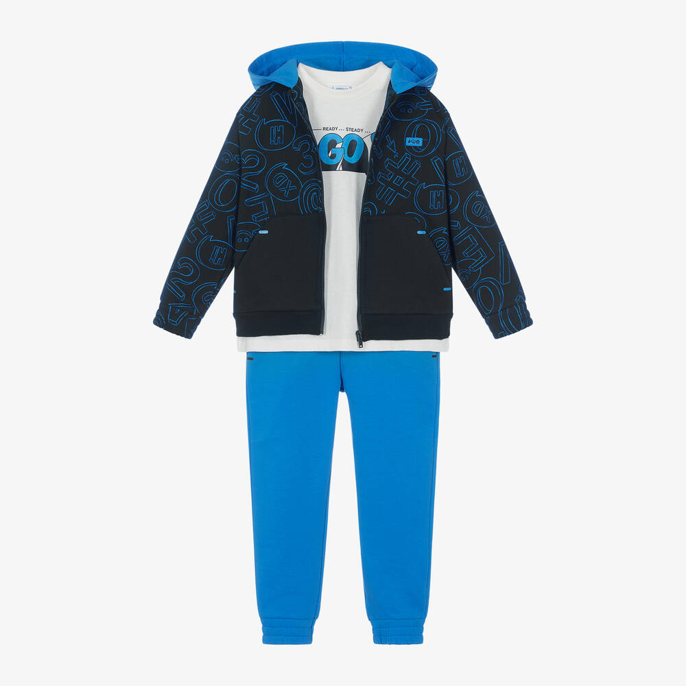 Mayoral - Boys Blue Cotton Tracksuit Set | Childrensalon