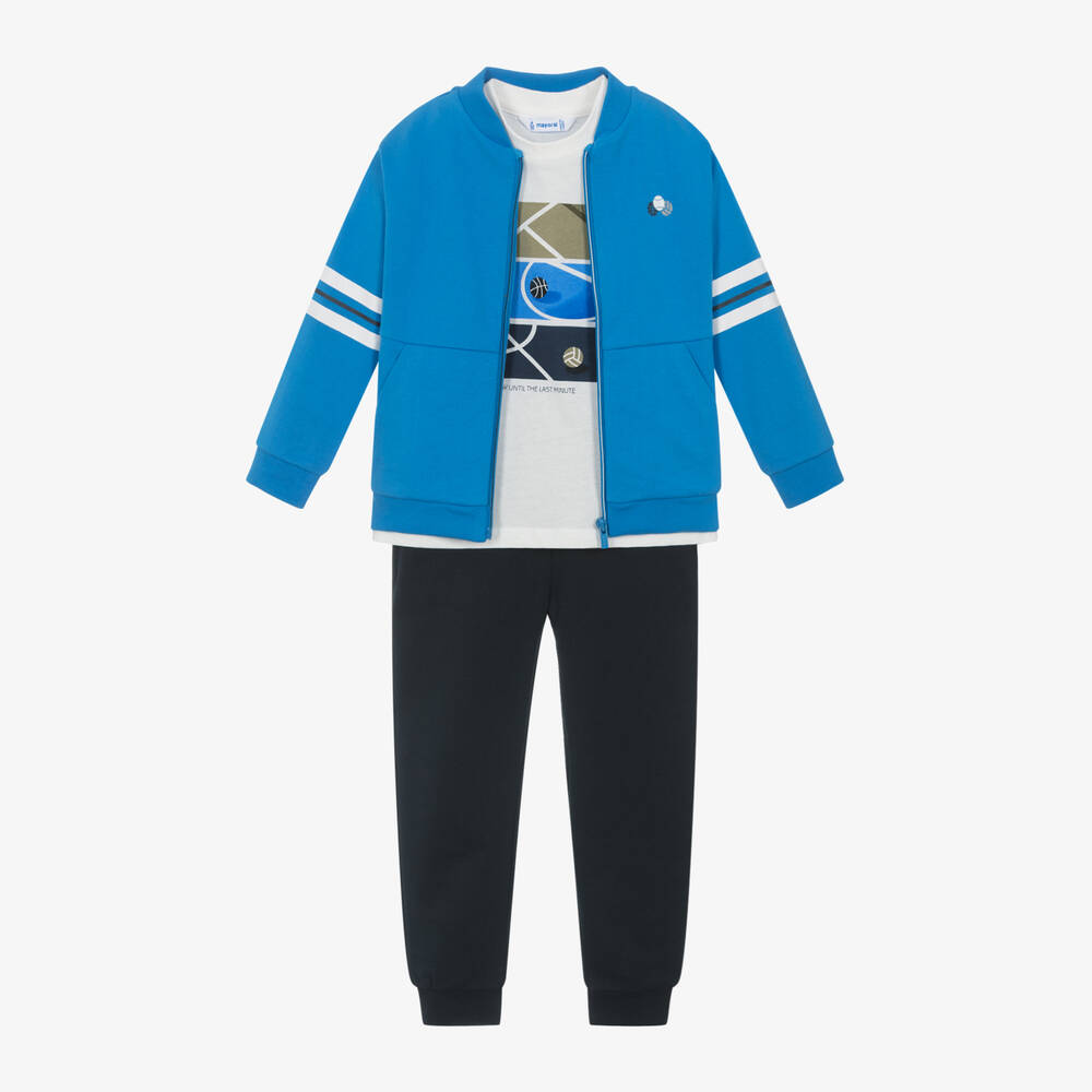 Mayoral - Boys Blue Cotton Tracksuit Set  | Childrensalon