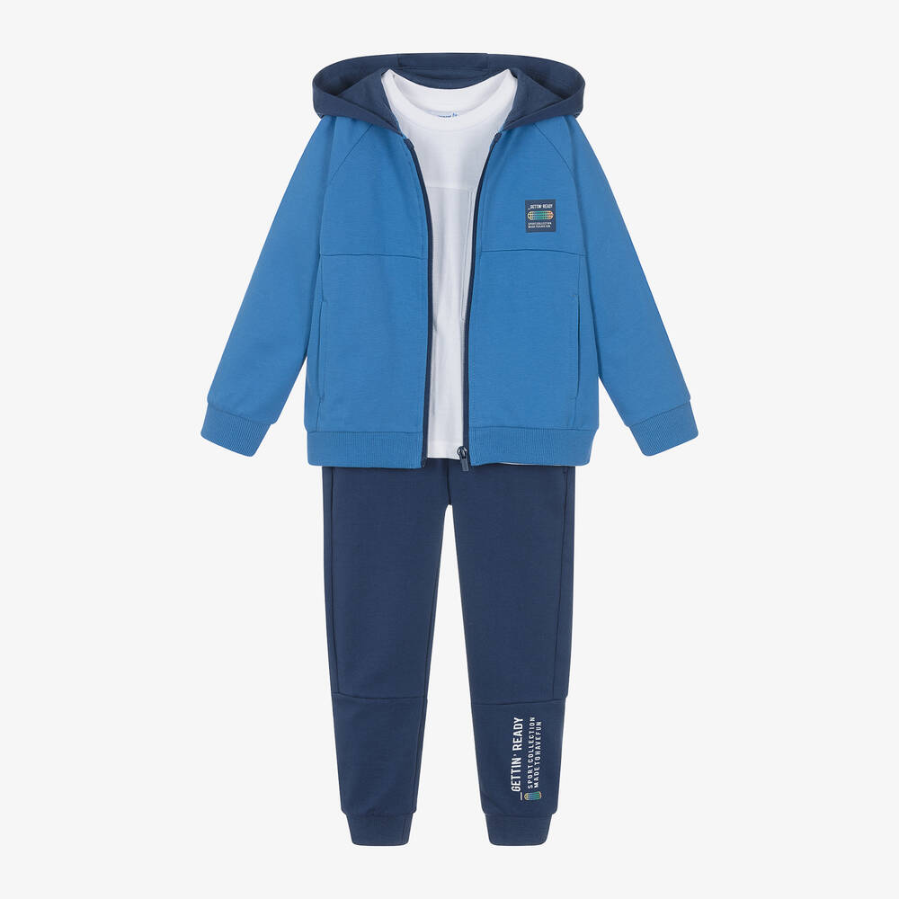 Mayoral - Boys Blue Cotton Tracksuit & T-Shirt Set | Childrensalon