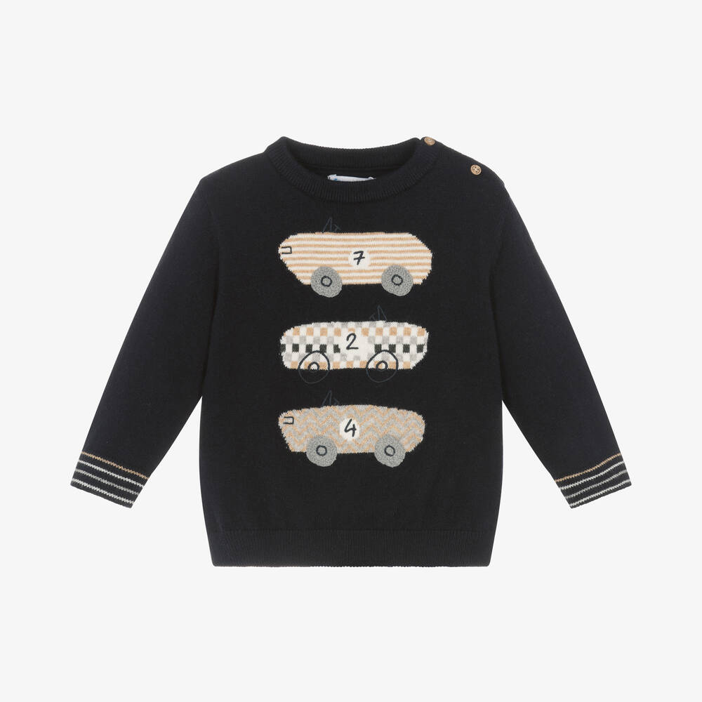 Mayoral - Boys Blue Cotton & Wool Knit Sweater | Childrensalon