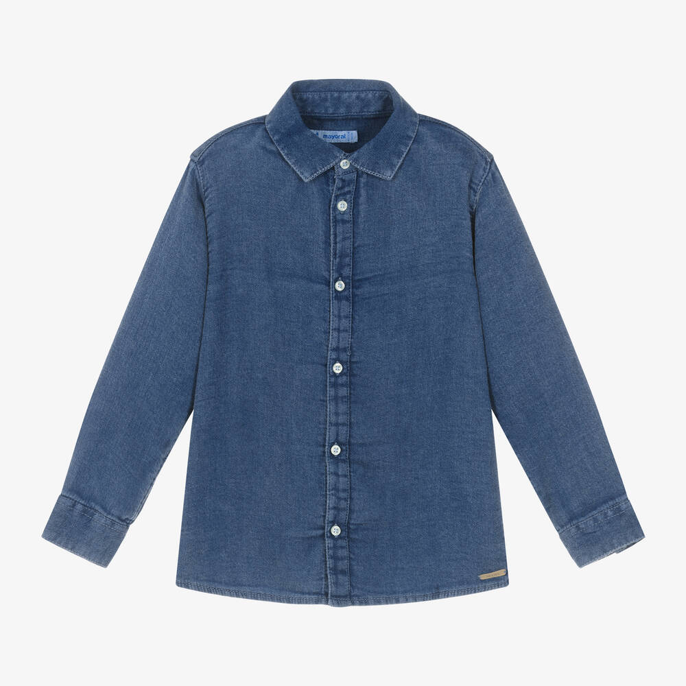 Mayoral - Boys Blue Denim Shirt | Childrensalon