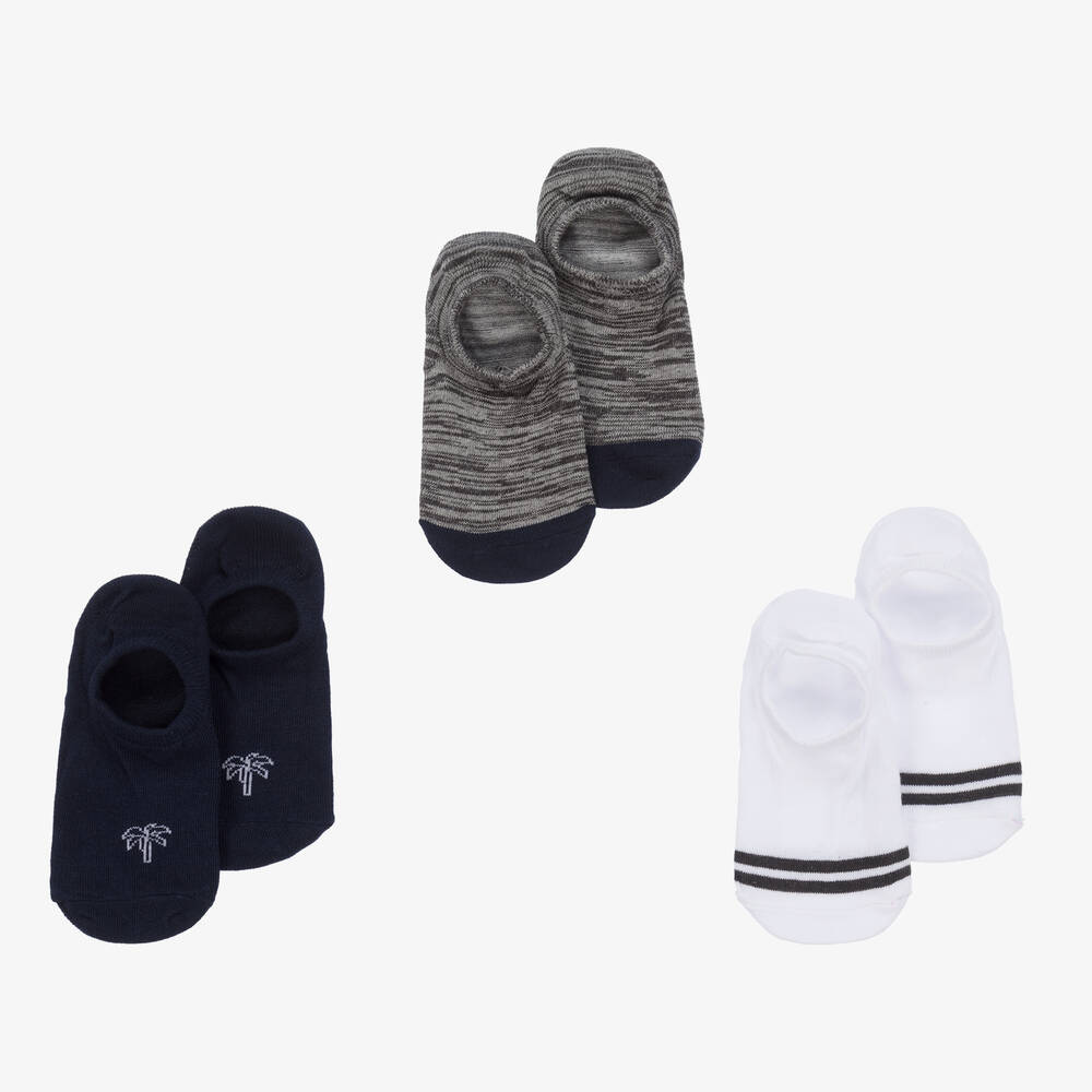 Mayoral - Синие, серые и белые хлопковые носки (3пары) | Childrensalon