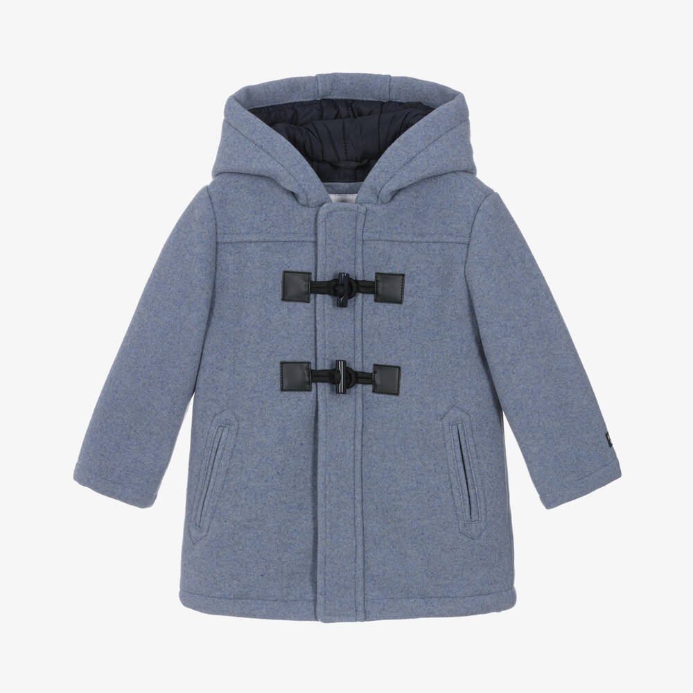 Mayoral - Boys Blue Hooded Duffle Coat | Childrensalon