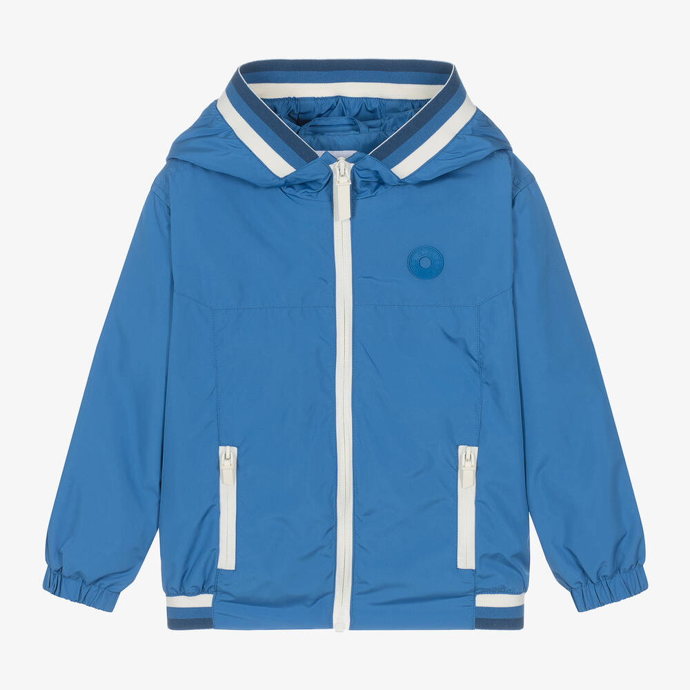 Shop Mayoral Boys Blue Hooded Windbreaker Jacket