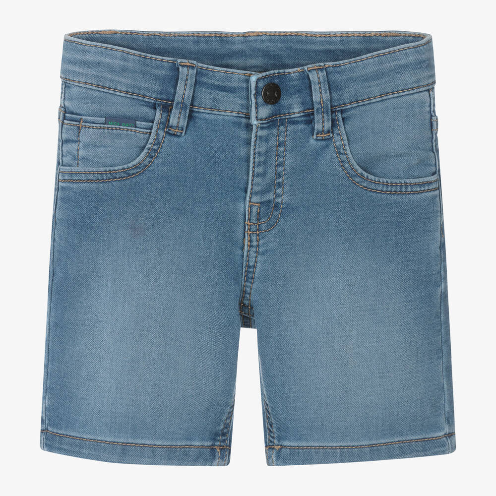 Mayoral - Boys Blue Jersey Denim Cotton Shorts | Childrensalon