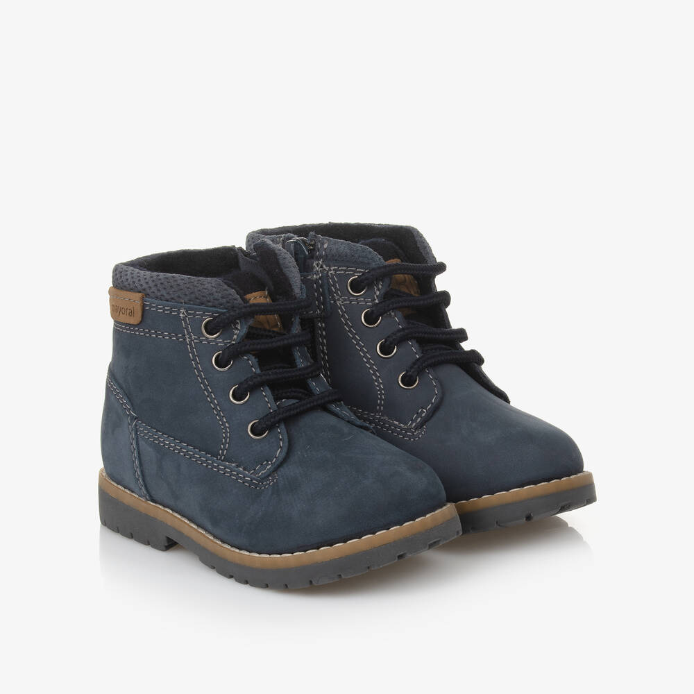 Mayoral - Boys Blue Leather Lace-Up Boots | Childrensalon