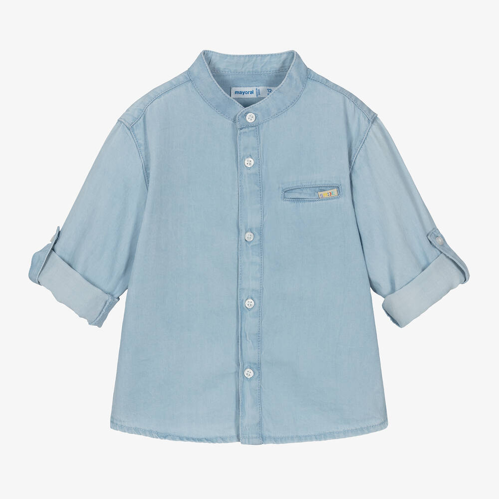 Mayoral - قميص أطفال ولادي قطن دنيم لون أزرق | Childrensalon