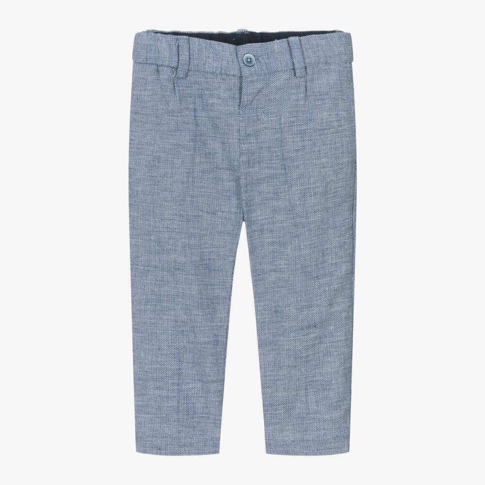Mayoral Babies' Boys Blue Marl Cotton & Linen Trousers