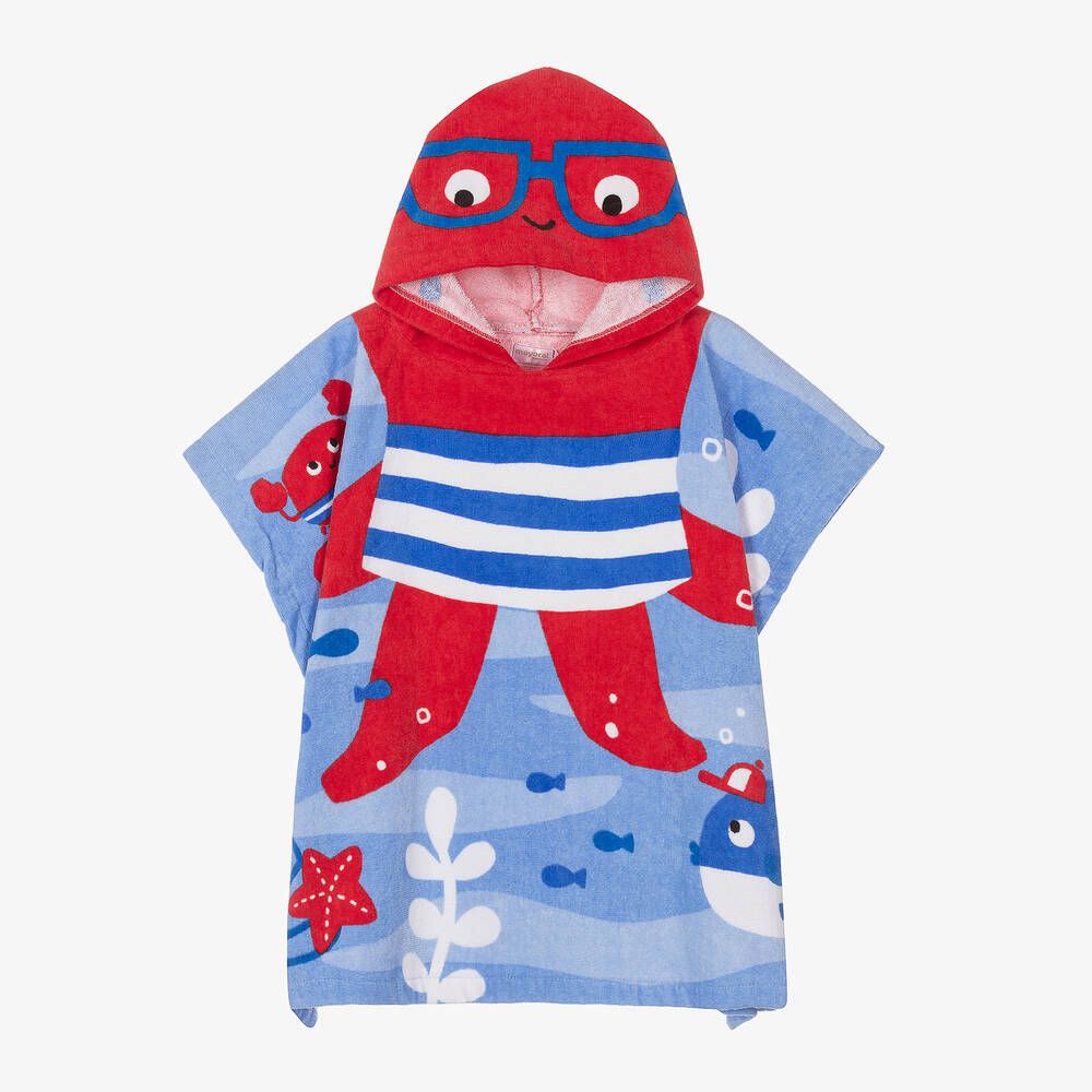 Mayoral - Boys Blue Octopus Cotton Poncho Towel | Childrensalon