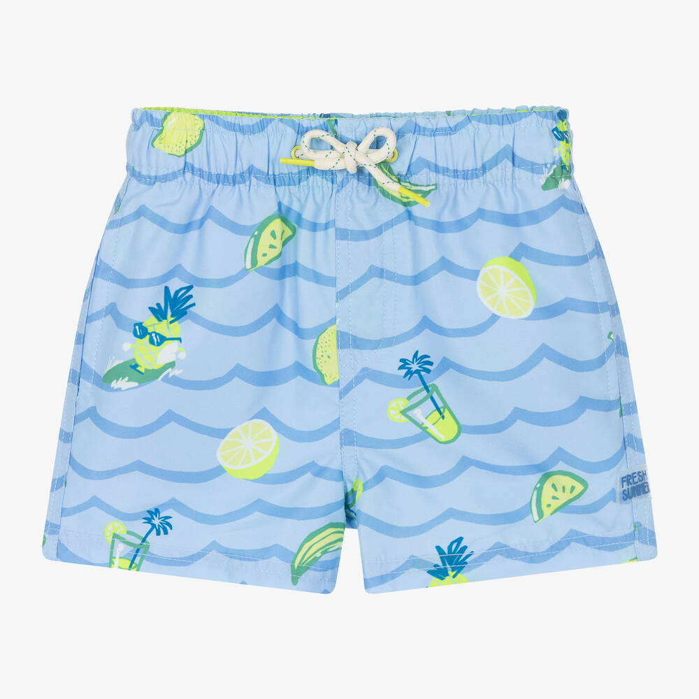Mayoral - Boys Blue Palm Tree Swim Shorts | Childrensalon