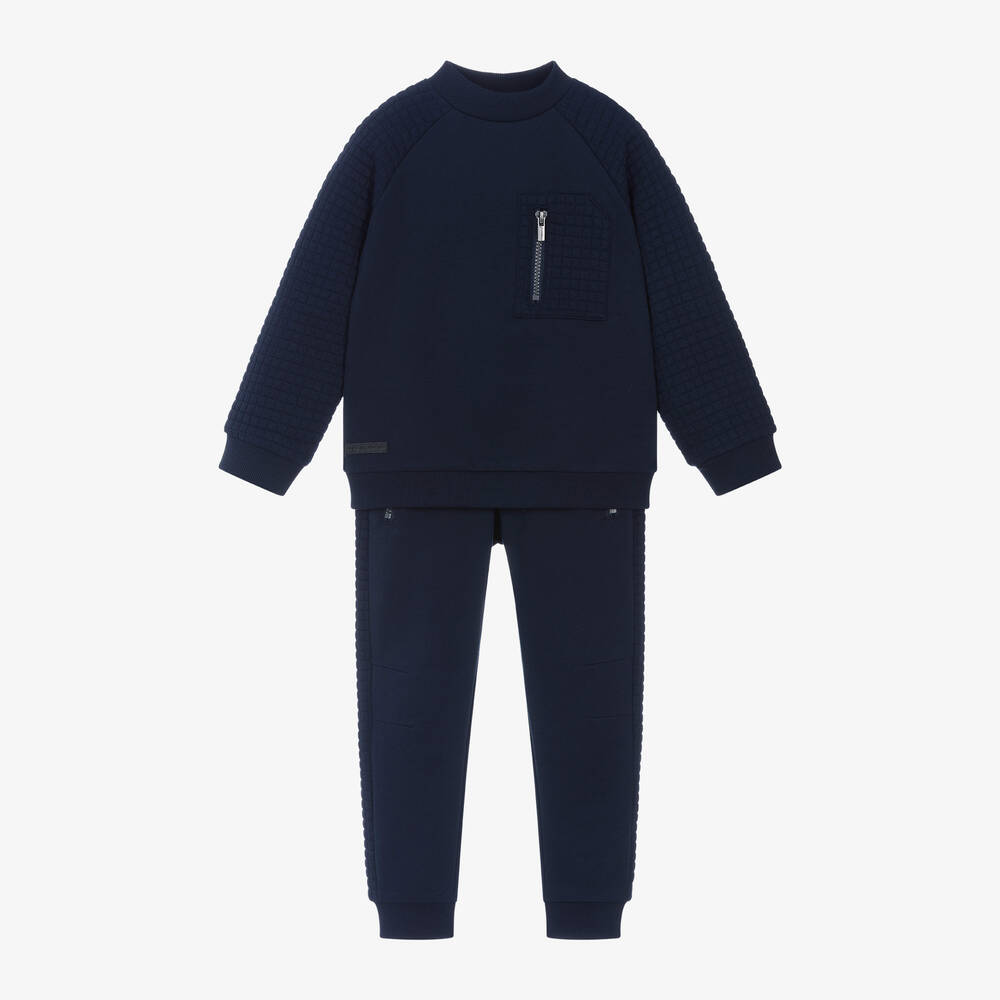 Mayoral - Boys Blue Quilted Tracksuit | Childrensalon