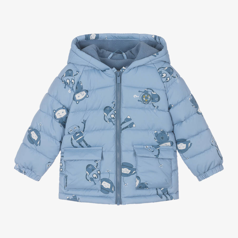 Mayoral - Boys Blue Robot Print Puffer Jacket | Childrensalon