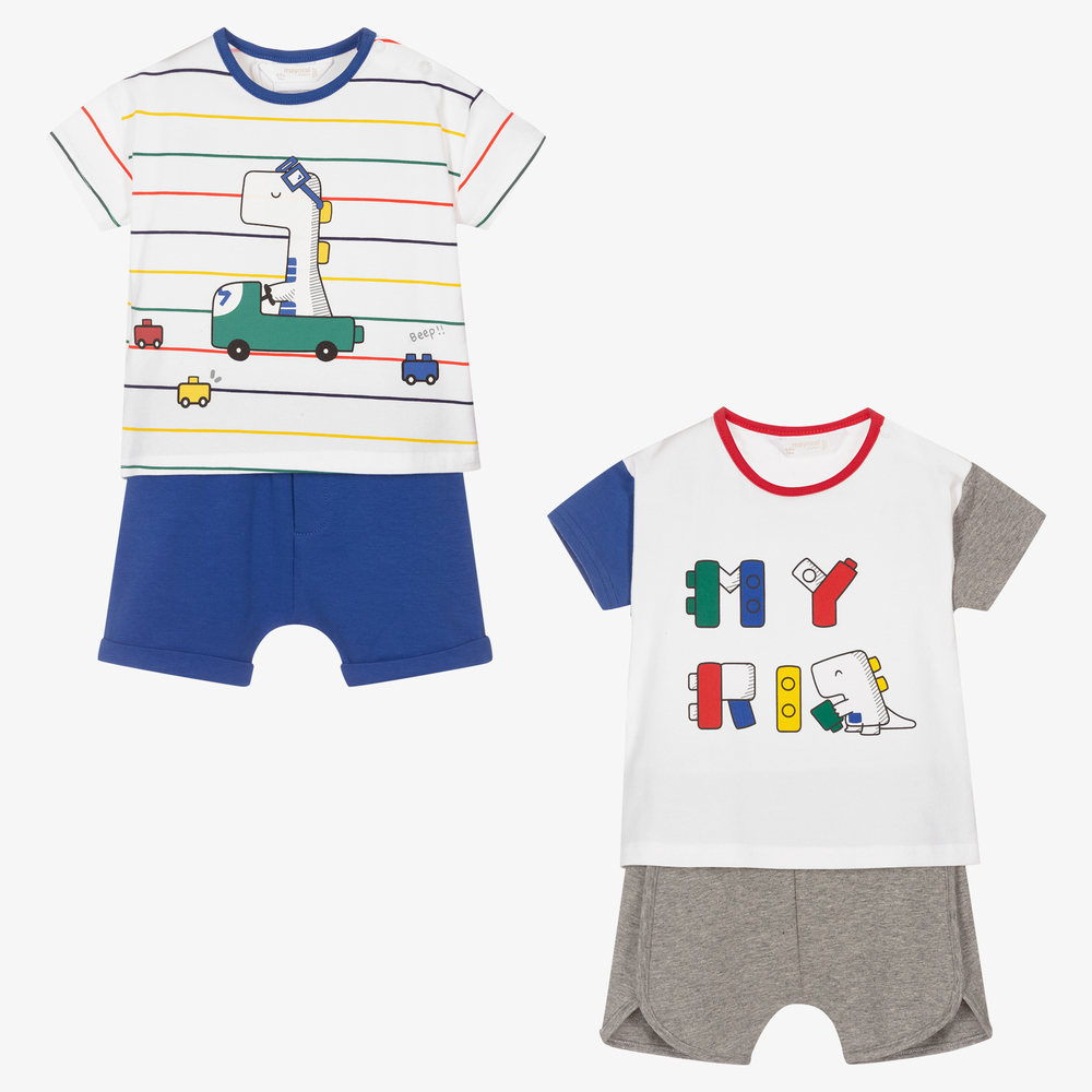 Mayoral Newborn - Boys Blue Shorts Set (2 Pack) | Childrensalon