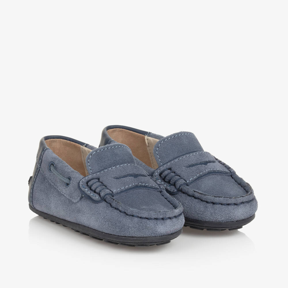 Mayoral - Boys Blue Suede Moccasin Shoes | Childrensalon
