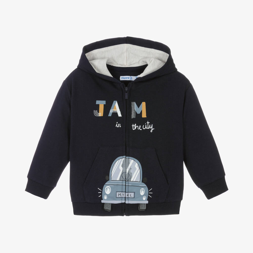 Mayoral - Boys Blue Zip-Up Hooded Top | Childrensalon