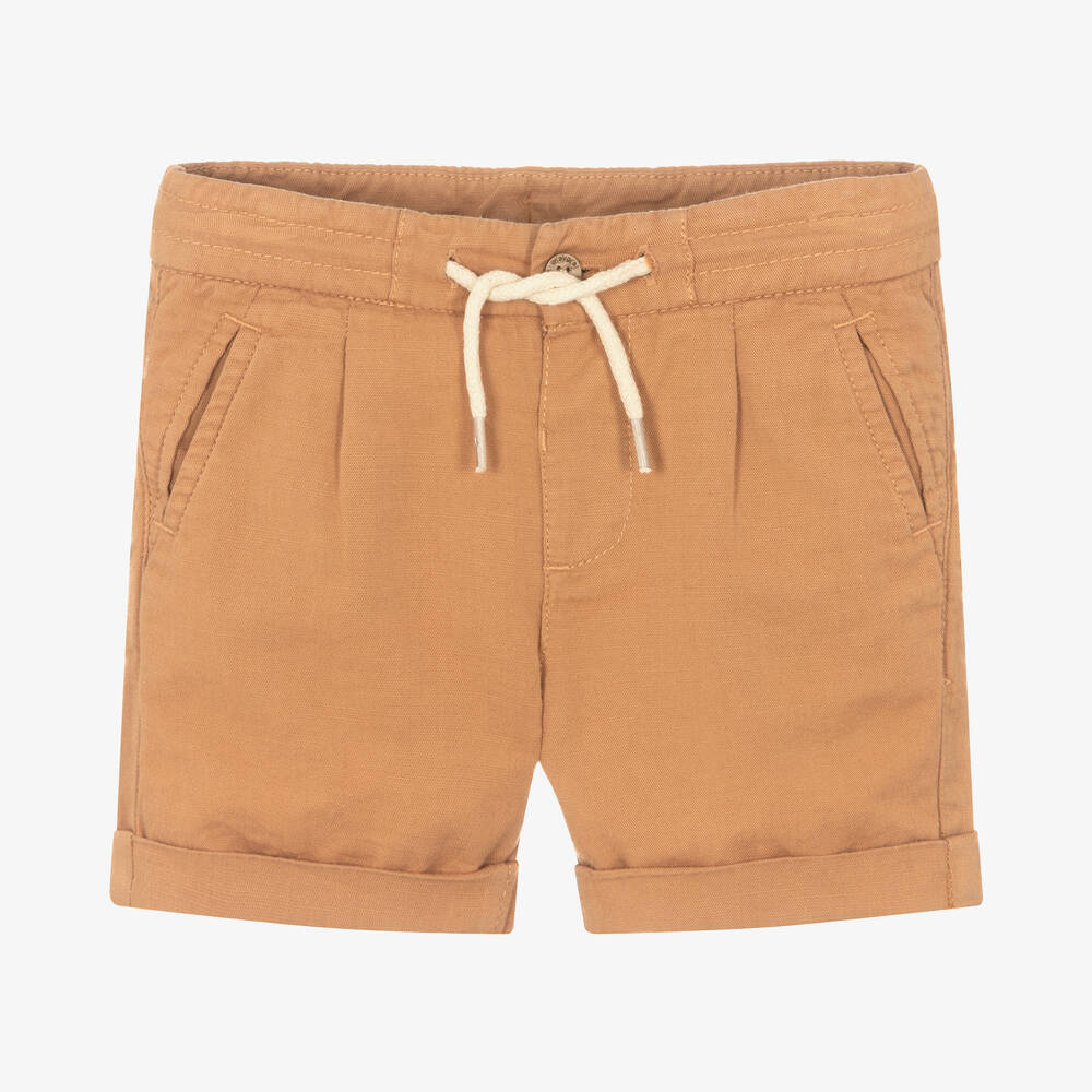 Mayoral - Boys Brown Cotton & Linen Shorts | Childrensalon