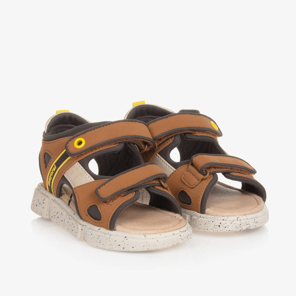Mayoral - Boys Brown Velcro Sandals | Childrensalon