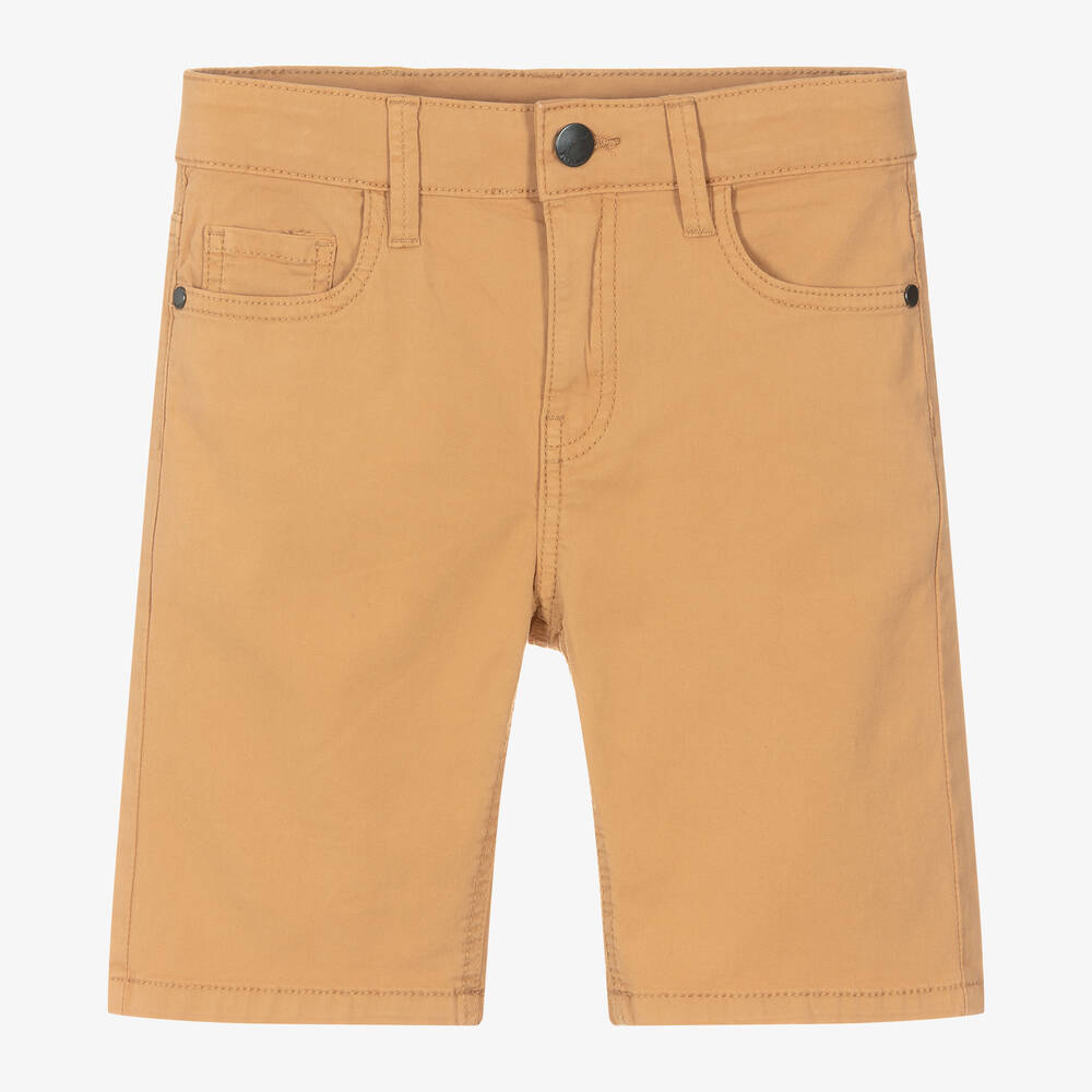 Mayoral - Boys Camel Beige Cotton Twill Shorts | Childrensalon