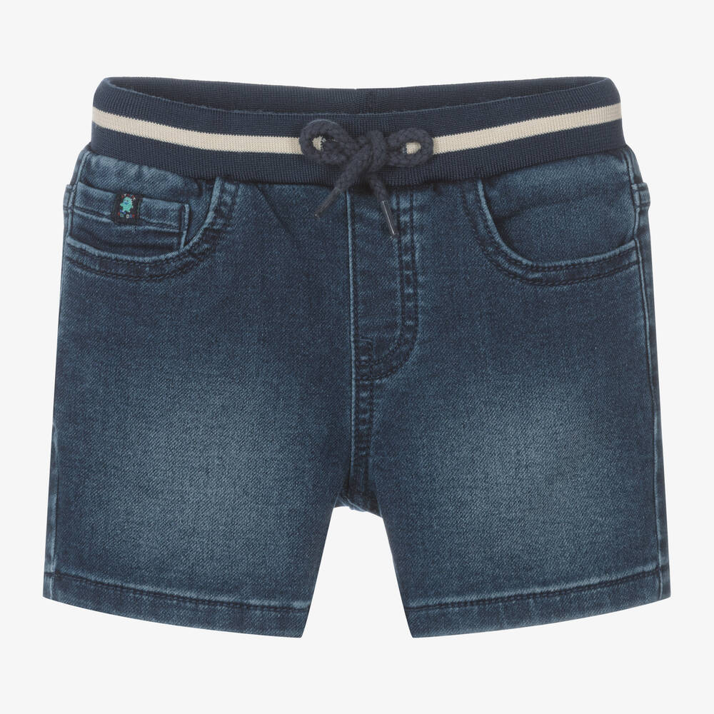 Mayoral - Boys Dark Blue Jersey Denim Shorts | Childrensalon