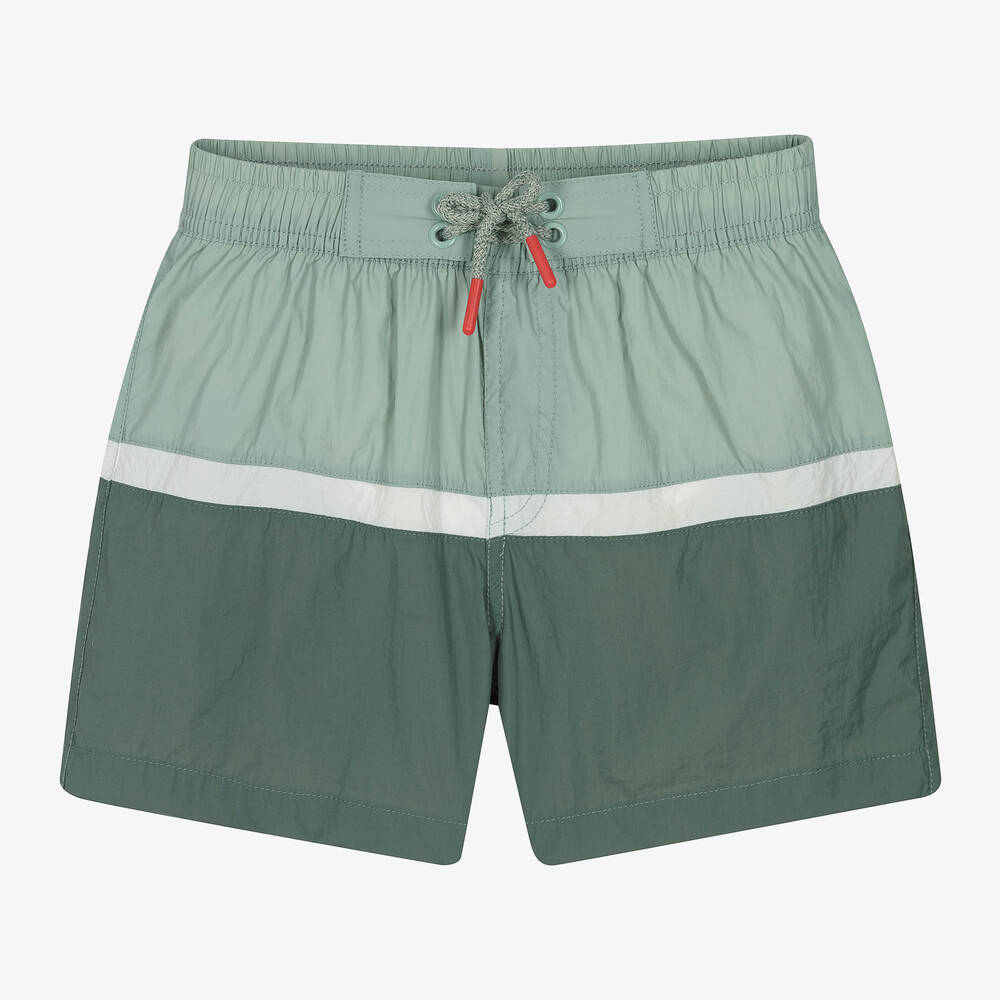 Mayoral Nukutavake - Boys Green Colourblock Swim Shorts | Childrensalon