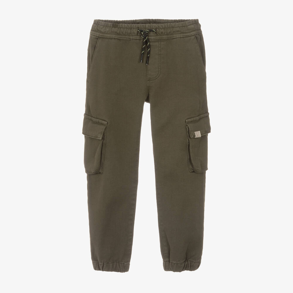 Mayoral - Boys Green Cotton Cargo Trousers | Childrensalon