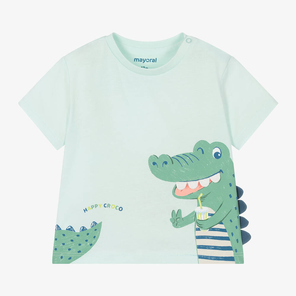 Mayoral - Boys Green Cotton Crocodile T-Shirt | Childrensalon