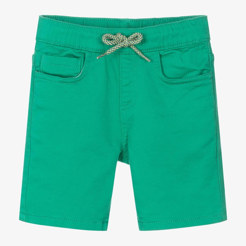 Mayoral - Boys Green Cotton Drawstring Shorts | Childrensalon