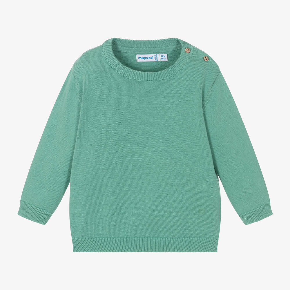 Shop Mayoral Boys Green Cotton Knit Sweater