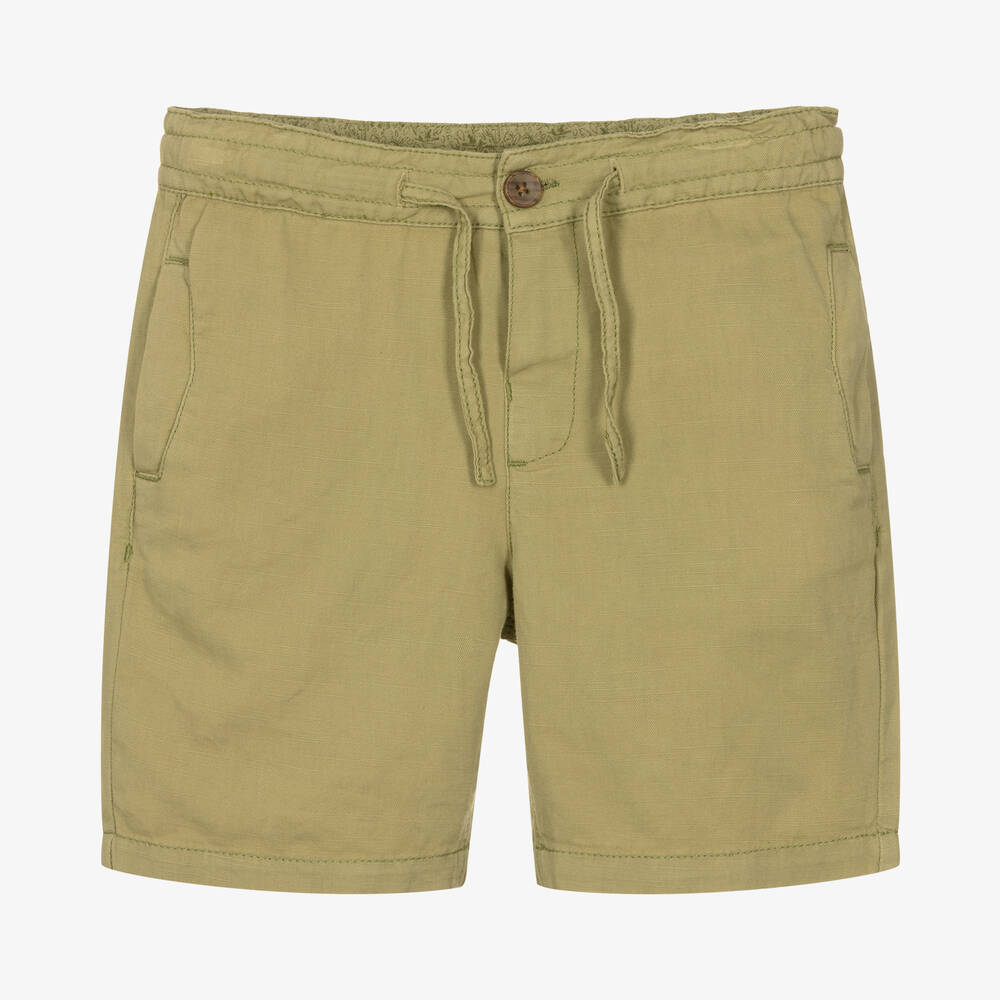 Mayoral - Boys Green Cotton & Linen Shorts | Childrensalon