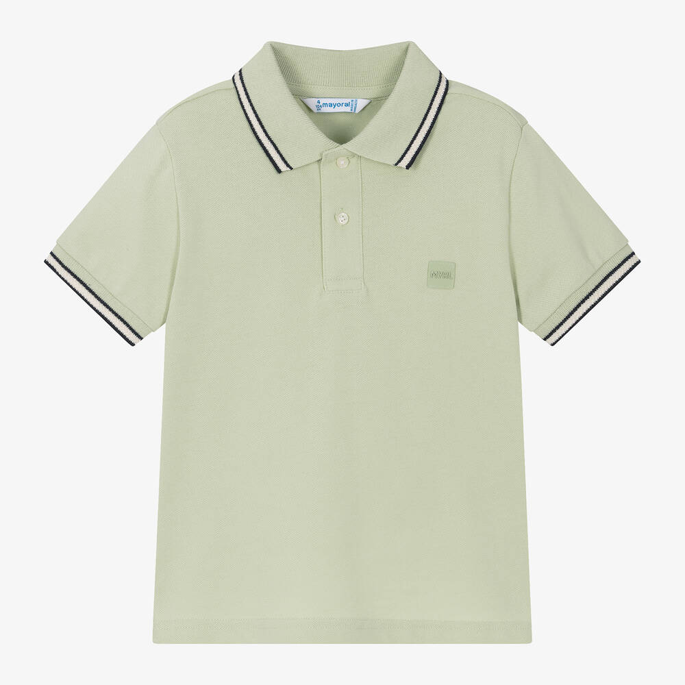 Shop Mayoral Boys Green Cotton Polo Shirt