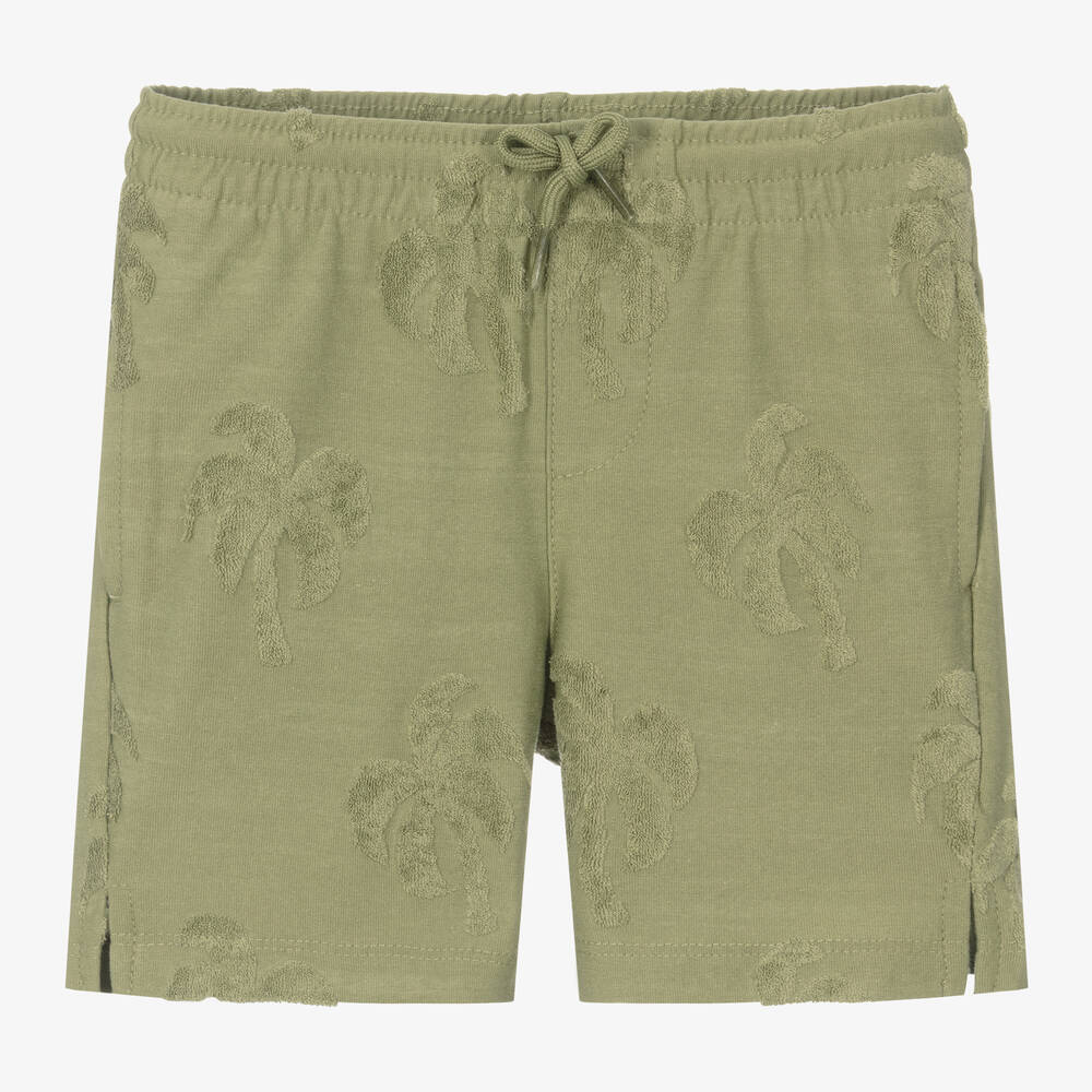 Mayoral - Boys Green Cotton Towelling Shorts | Childrensalon