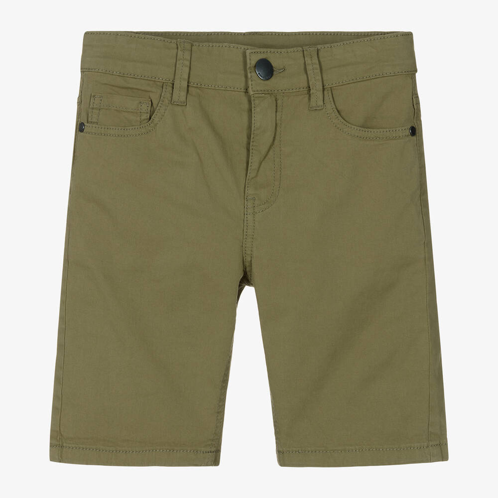 Mayoral - Boys Green Cotton Twill Shorts | Childrensalon
