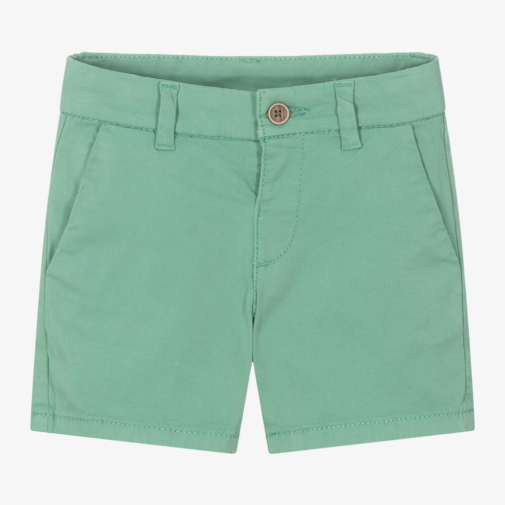 Mayoral - Boys Green Cotton Twill Shorts | Childrensalon