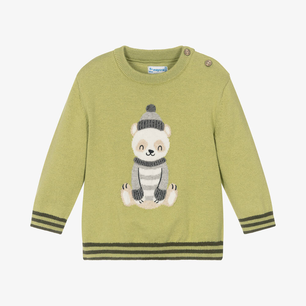 Mayoral - Boys Green Cotton & Wool Knit Sweater | Childrensalon