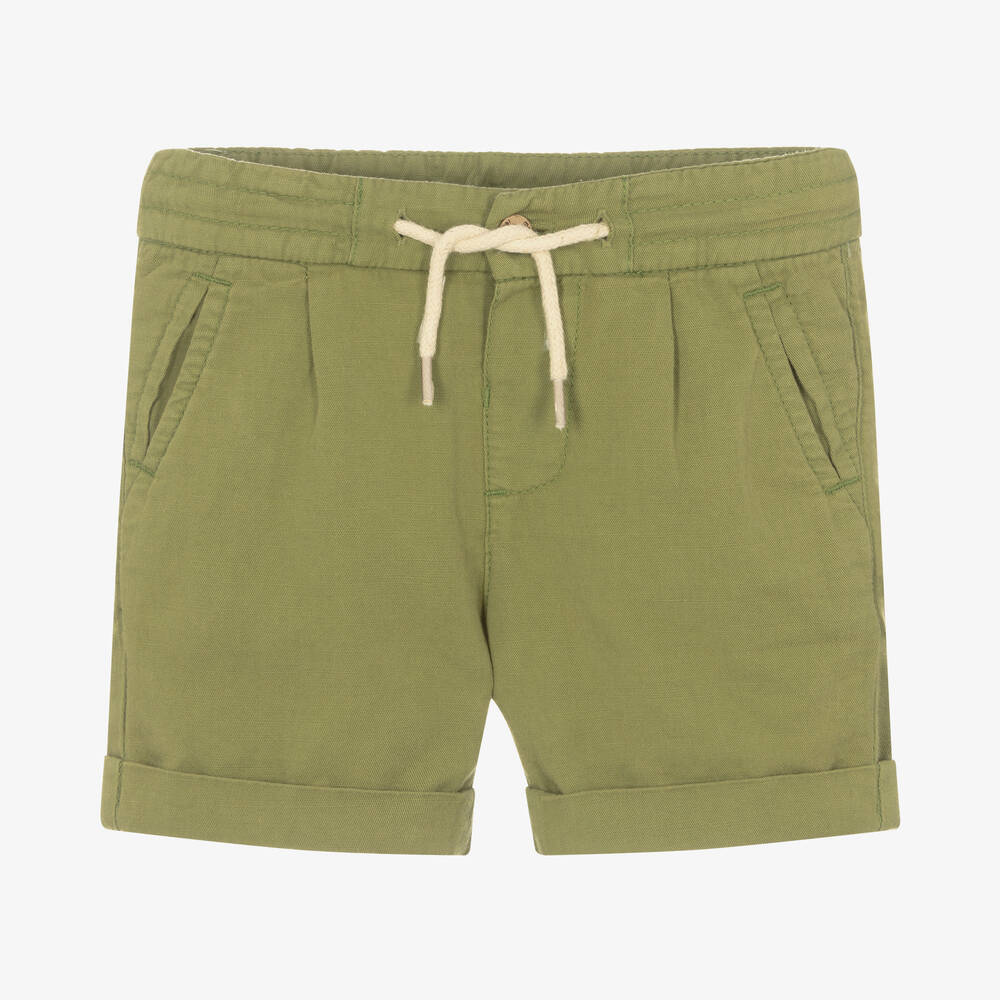 Mayoral - Boys Green Linen Shorts | Childrensalon