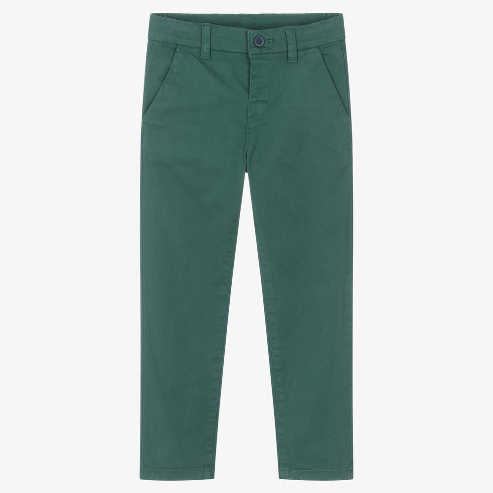 Mayoral Kids' Boys Green Slim Fit Chino Trousers