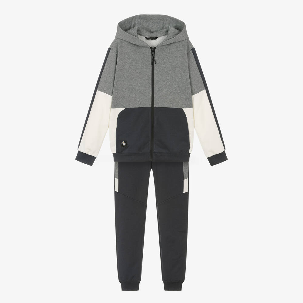 Mayoral Nukutavake - Boys Grey & Blue Jersey Tracksuit | Childrensalon