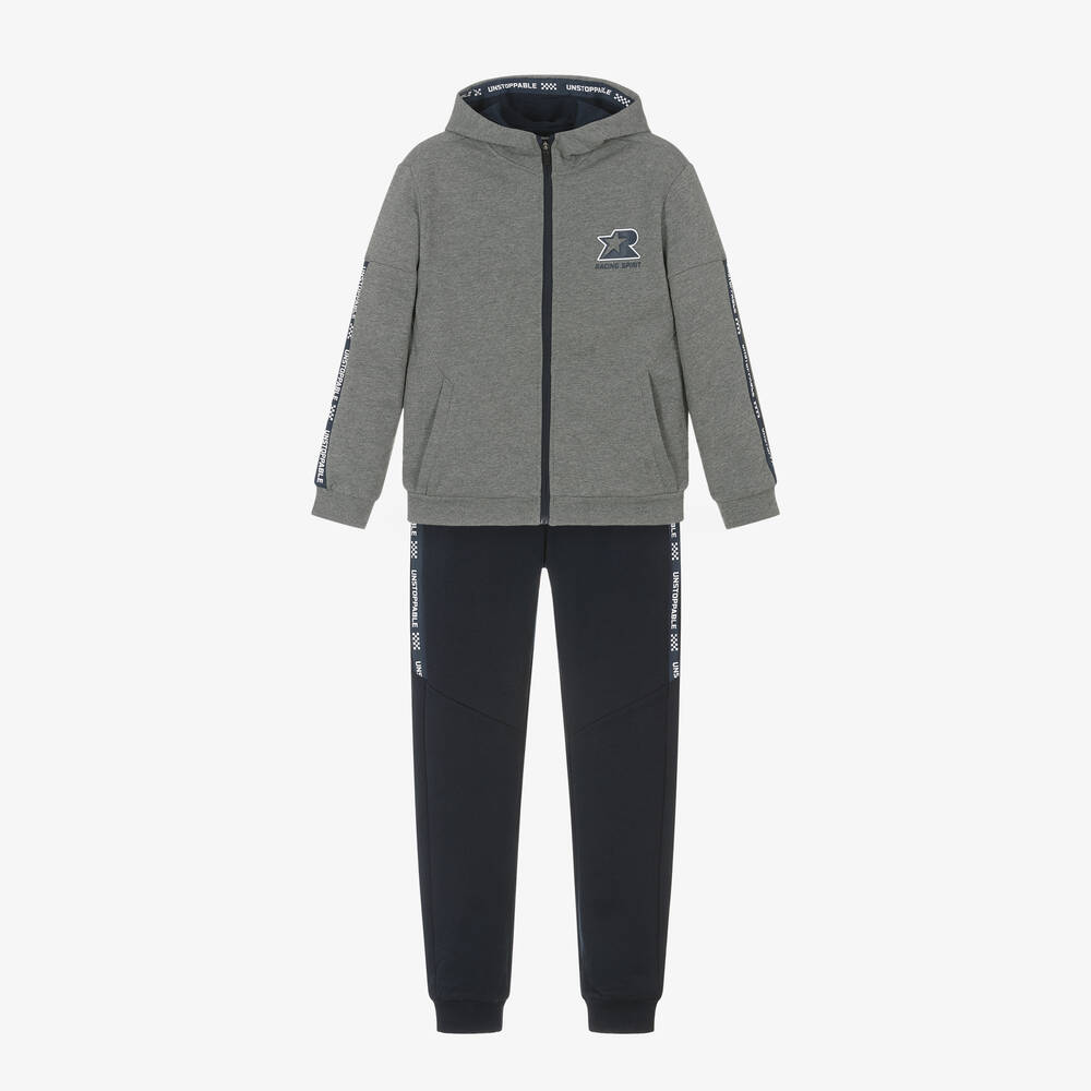 Mayoral Nukutavake - Boys Grey & Blue Jersey Tracksuit | Childrensalon