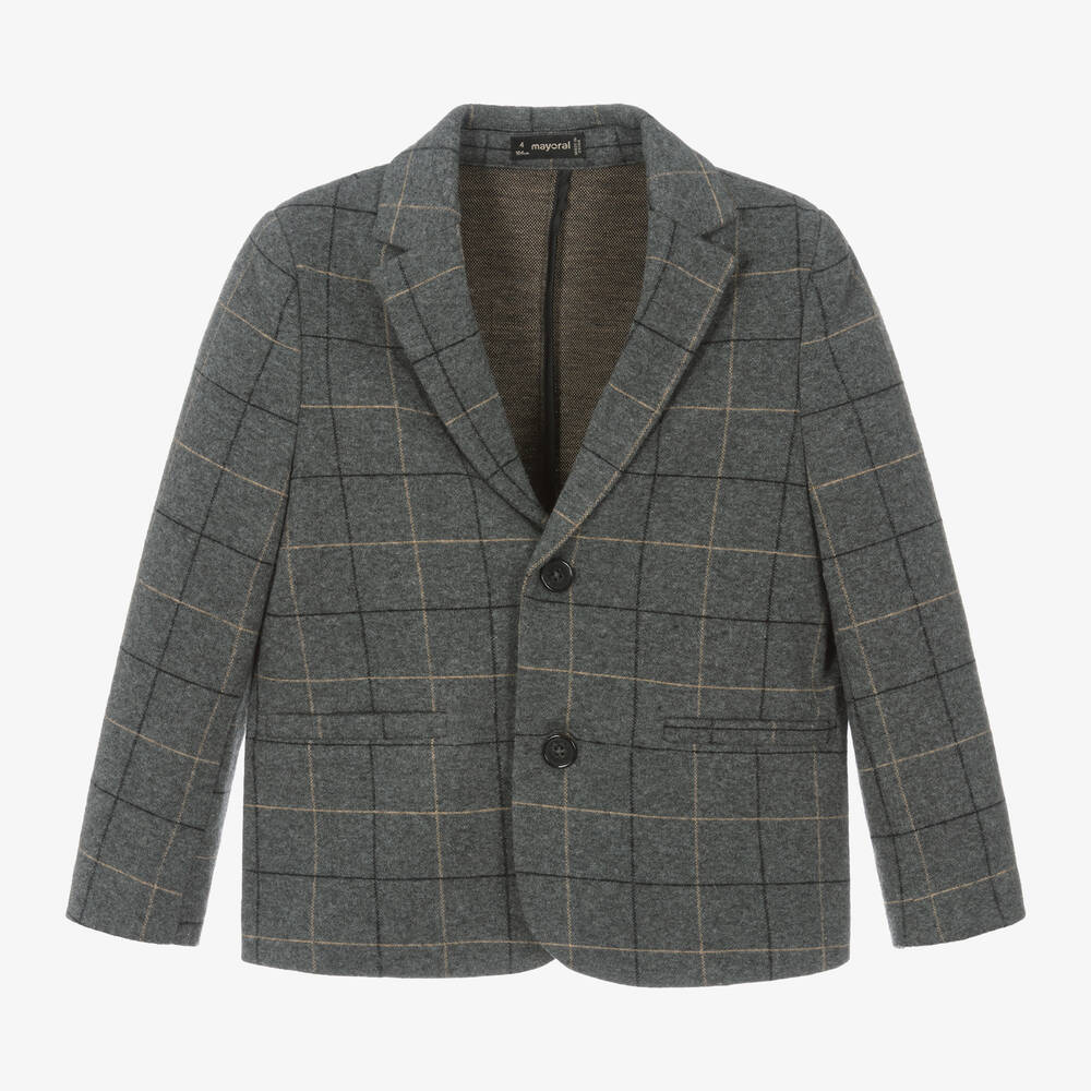 Mayoral - Boys Grey Check Blazer | Childrensalon