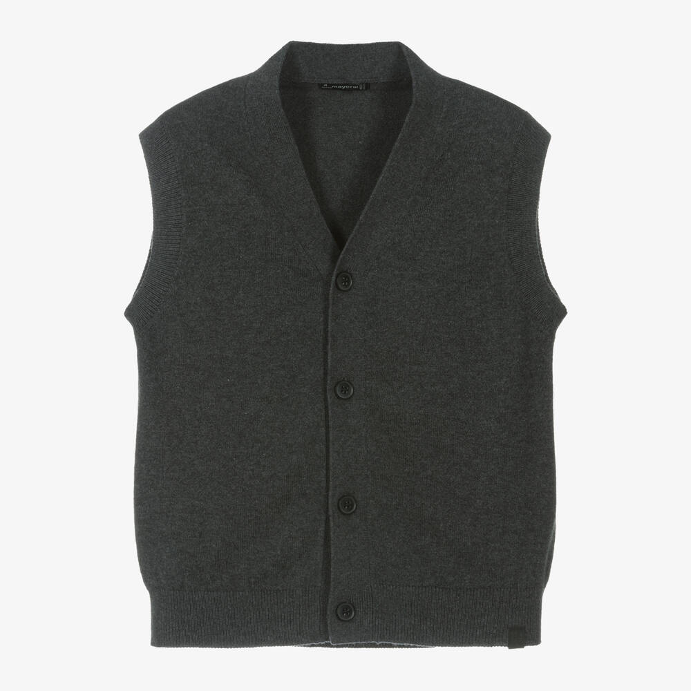 Mayoral - Boys Grey Cotton Knit Waistcoat | Childrensalon